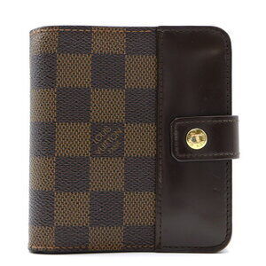 Louis Vuitton Compact Zip Round Wallet Canvas Leather Brown
